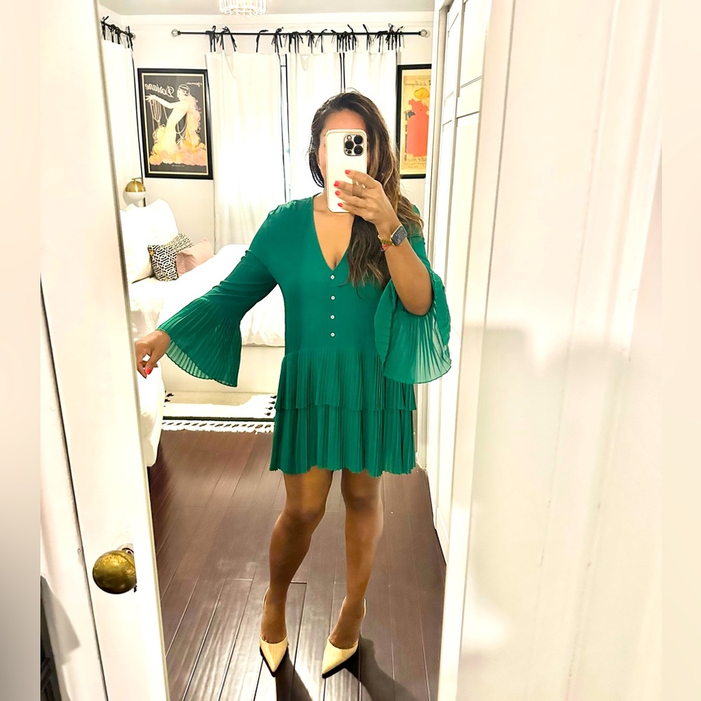 Zara chiffon pleated mini dress